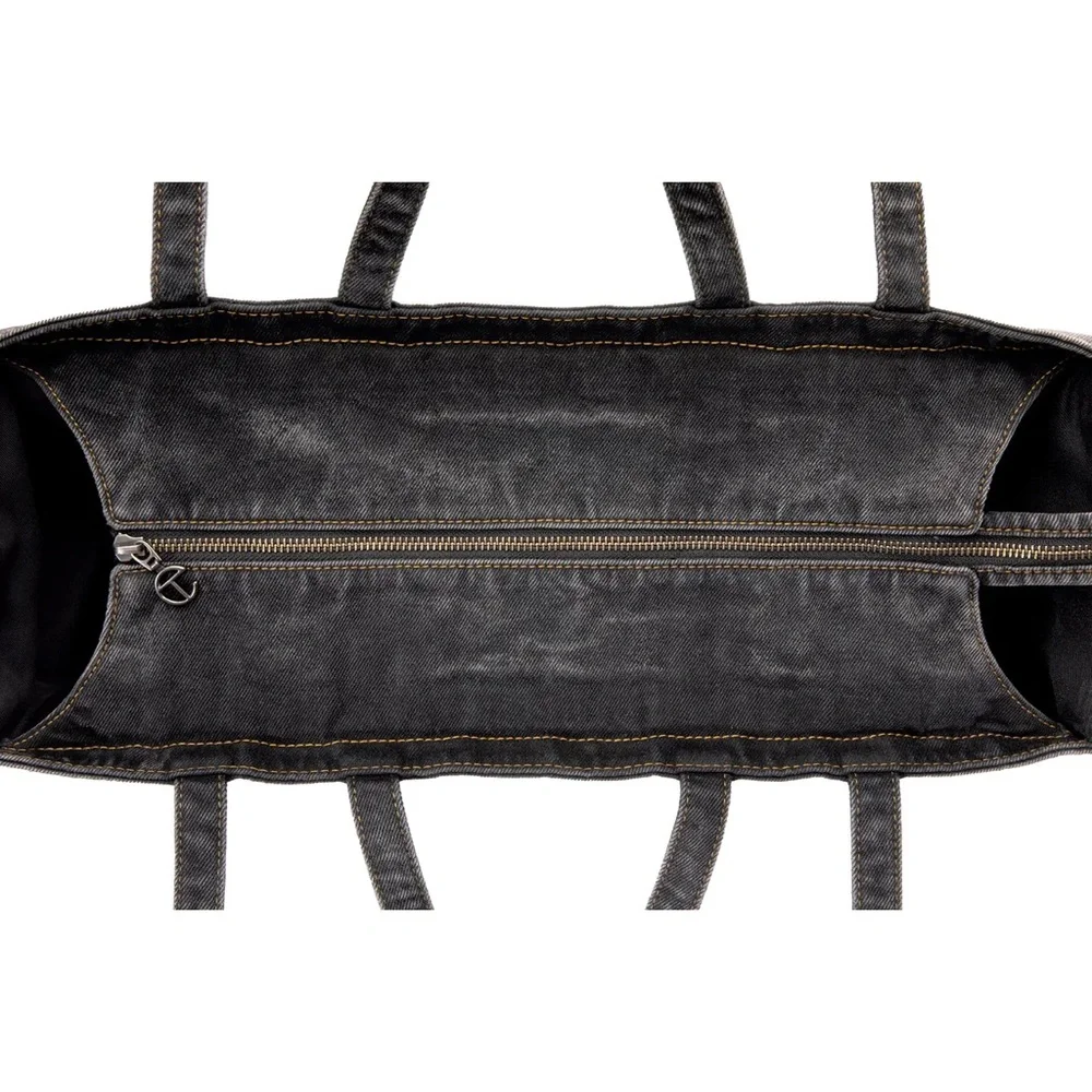 Large Telfar Denim Shopper- Black - Picture 7 of 7